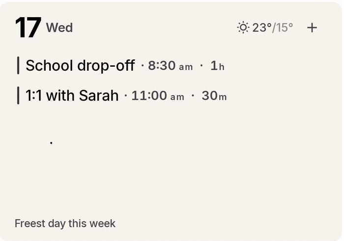 Handwriting 'Soccer 4pm' in a calendar cell, then a read-only receipt chip landing: Soccer · 4:00pm, with Edit and Undo.